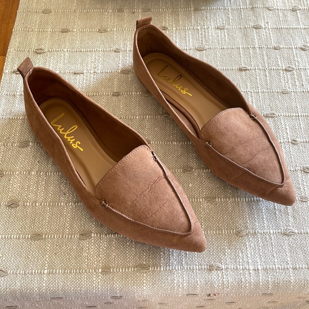 Emmy Camel Suede Pointed Loafers